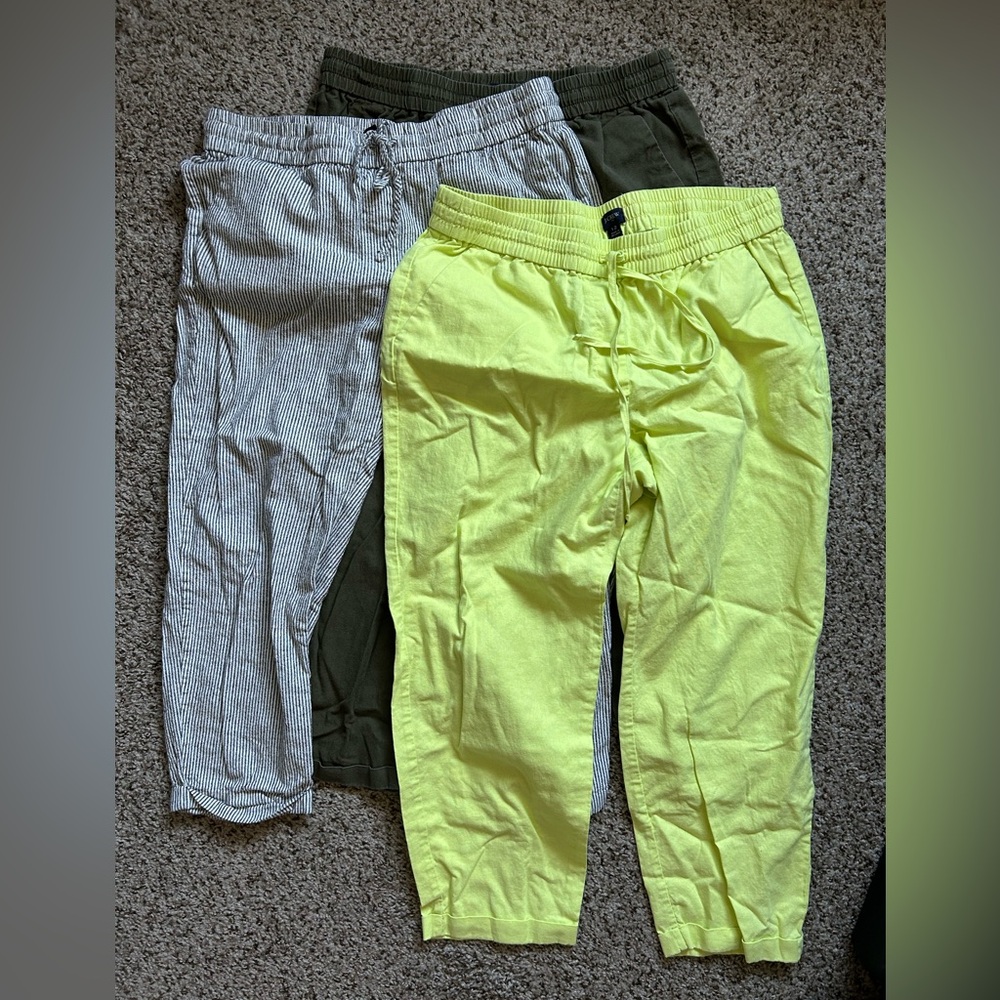 Women’s Linen Jogger Pants - Set of 3 - J. Crew Size 12